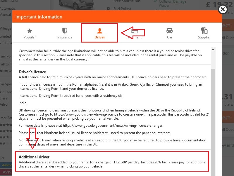 faq how to check cost of additional driver